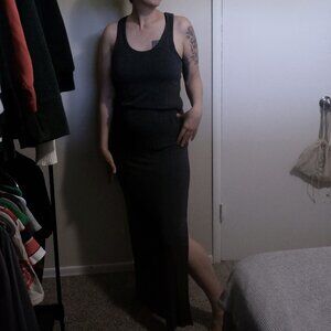 Very Comfortable Madewell Soft Gray Maxi Dress Racerback Elastic Waist with Slit